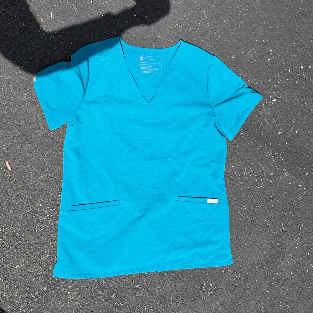 Figs Teal V-Neck Scrub Top